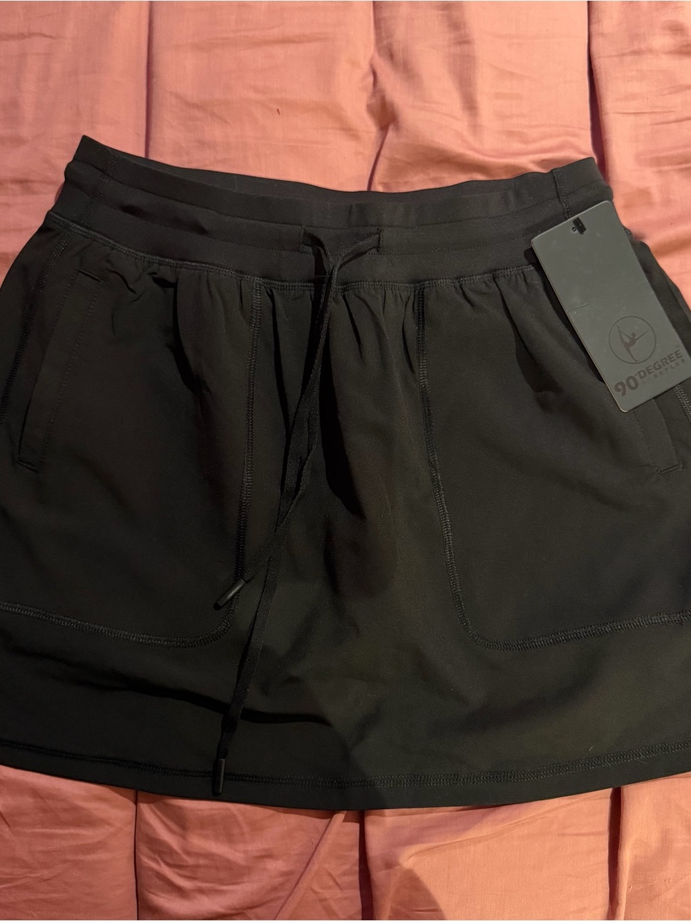 90 Degree By Reflex Black Athletic Skort with Drawstring